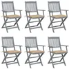 Image de Lot de 6 chaise vidaxl en acacia pliable exterieur beige