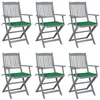 Image de Lot de 6 chaise Vidaxl en acacia pliable exterieur vert