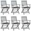 Image de Lot de 6 chaise Vidaxl exterieur pliable en acacia marron