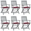 Image de Chaises pliables d extérieur lot de 6 et coussins Bois d acacia