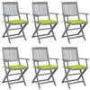 Image de Chaises pliables d extérieur lot de 6 et coussins Bois d acacia