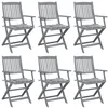 Image de Chaises pliables d extérieur lot de 6 et coussins Bois d acacia
