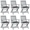 Image de Chaises pliables d extérieur lot de 6 et coussins Bois d acacia