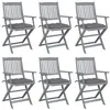Image de Chaises pliables d extérieur lot de 6 et coussins Bois d acacia