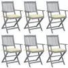 Image de vidaXL Tuinstoelen 6 st inklapbaar met kussens massief acaciahout3065424