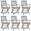 Image de vidaXL Tuinstoelen 6 st inklapbaar met kussens massief acaciahout3065425
