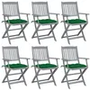 Image de Lot de 6 chaise vidaxl en acacia pliable exterieur vert