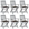 Image de Lot de 6 chaise vidaxl exterieur pliable en acacia marron