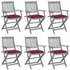 Image de vidaXL Tuinstoelen 6 st inklapbaar met kussens massief acaciahout3065431