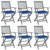 Image de vidaXL Tuinstoelen 6 st inklapbaar met kussens massief acaciahout3065432