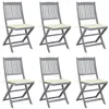 Image de Chaises pliables d extérieur lot de 6 et coussins Bois d acacia
