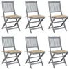 Image de Chaises pliables d extérieur lot de 6 et coussins Bois d acacia