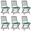 Image de Lot de 6 chaise Vidaxl exterieur pliable en acacia vert