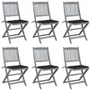 Image de Chaises pliables d extérieur lot de 6 et coussins Bois d acacia