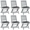 Image de Chaises pliables d extérieur lot de 6 et coussins Bois d acacia