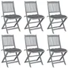 Image de Chaises pliables d extérieur lot de 6 et coussins Bois d acacia