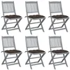 Image de Lot de 6 chaise Vidaxl en acacia pliable exterieur marron