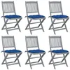 Image de vidaXL Tuinstoelen 6 st inklapbaar met kussens massief acaciahout3065459