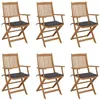 Image de Chaises pliables de jardin lot de 6 avec coussins Bois d acacia