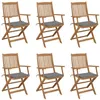 Image de Chaises pliables de jardin lot de 6 avec coussins Bois d acacia