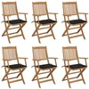 Image de Chaises pliables de jardin lot de 6 avec coussins Bois d acacia