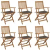 Image de Chaises pliables de jardin lot de 6 avec coussins Bois d acacia