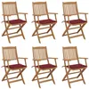 Image de Chaises pliables de jardin lot de 6 avec coussins Bois d acacia