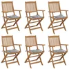 Image de Chaises pliables de jardin lot de 6 avec coussins Bois d acacia