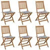 Image de vidaXL Tuinstoelen 6 st inklapbaar met kussens massief acaciahout3065502