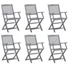 Image de Lot de 6 chaise Vidaxl H. 91 cm non pliable en acacia exterieur gris