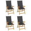Image de Lot de 4 chaise vidaxl H. 109 cm pliable en teck exterieur gris