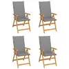 Image de Lot de 4 chaise vidaxl exterieur pliable H. 109 cm en teck gris