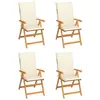 Image de Lot de 4 chaise vidaxl en teck pliable H. 109 cm exterieur bois