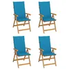 Image de Lot de 4 chaise vidaxl exterieur pliable H. 109 cm en teck bleu