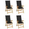 Image de Lot de 4 chaise vidaxl en teck pliable exterieur H. 109 cm noir