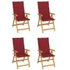 Image de Lot de 4 chaise vidaxl en teck pliable exterieur H. 109 cm bois