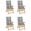 Image de Lot de 4 chaise vidaxl en teck pliable exterieur H. 100 cm gris