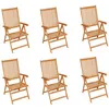 Image de Chaises de jardin 6 pcs avec coussins beige Bois de teck vidaXL