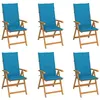 Image de 6 Chaises de jardin vidaXL avec coussins bleu Bois de teck
