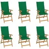 Image de Lot de 6 chaise vidaxl H. 109 cm pliable exterieur en bois massif vert