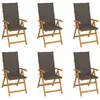 Image de Lot de 6 chaise vidaxl exterieur pliable en bois massif H. 109 cm