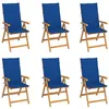 Image de Lot de 6 chaise vidaxl H. 109 cm pliable en teck exterieur bleu