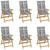 Image de Lot de 6 chaise vidaxl en teck pliable exterieur H. 109 cm gris