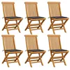 Image de 6 Chaises de jardin vidaXL avec coussins anthracite Bois de teck