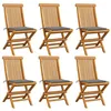 Image de 6 Chaises de jardin vidaXL avec coussins gris Bois de teck massif