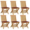 Image de Lot de 6 chaise vidaxl exterieur non pliable en teck H. 89 cm rouge
