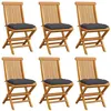 Image de Chaises de jardin avec coussins anthracite 6 pcs Bois de teck