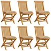 Image de Lot de 6 chaise vidaxl exterieur non pliable H. 89 cm en bois massif beige