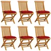 Image de Lot de 6 chaise vidaxl H. 89 cm non pliable exterieur en bois massif