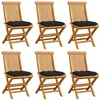Image de Lot de 6 chaise vidaxl en bois massif non pliable H. 89 cm exterieur noir